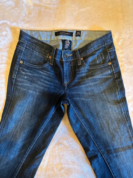 Ed Hardy Low Rise 90s Y2K Tiger Jeans Flair / Boot Womens Sz 28 Vintage RARE USA - Picture 8 of 16